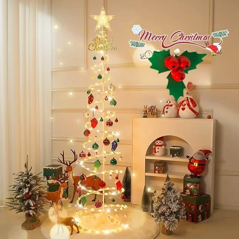 Árvore de Natal espiral LED 1.8m 2025 Decoração Nova Árvore de Natal Iluminação Caseira -N10